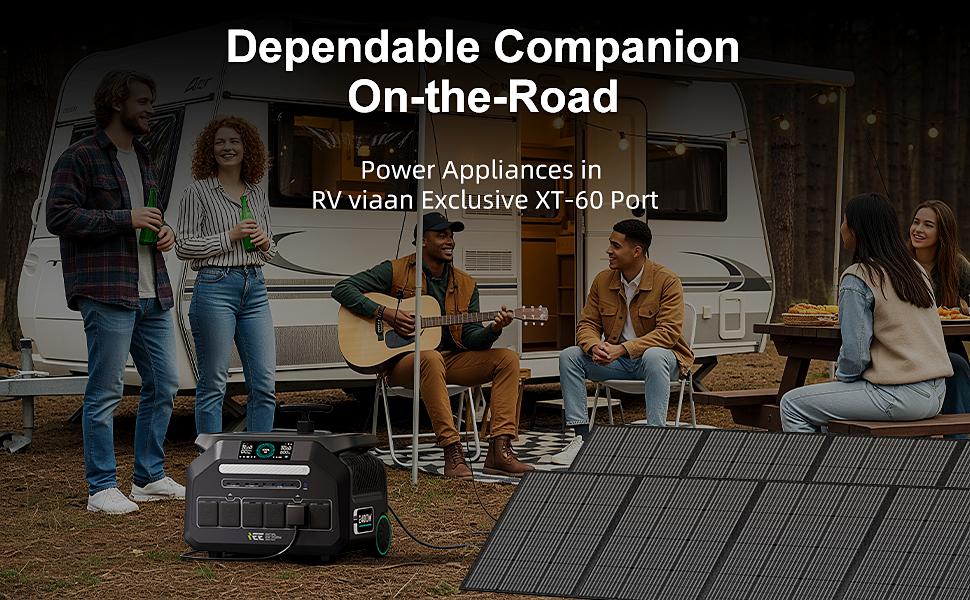 IEE P2400 2400W Portable Power Station, 2048Wh LiFePO4 Battery Solar Generator, 16 Output Ports, 1.2 Hours Fast Charging, App Control