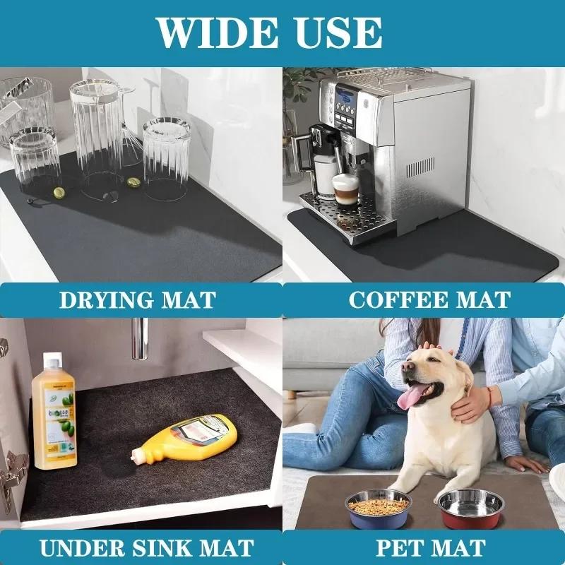 Kitchen Absorbent Mat Drying Mat Quick Dry Drain Pad for Coffee Machine Dish Rack Rack Stain Absorbent for Counter Bathroom