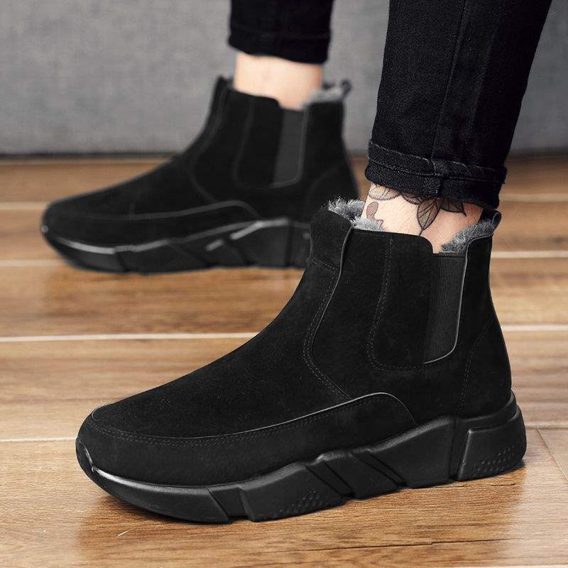 Winter Snow Boots Men's Warm Cotton Shoes Winter Velvet Thickened Northeast Cotton Boots Fur Integrated Men's Shoes