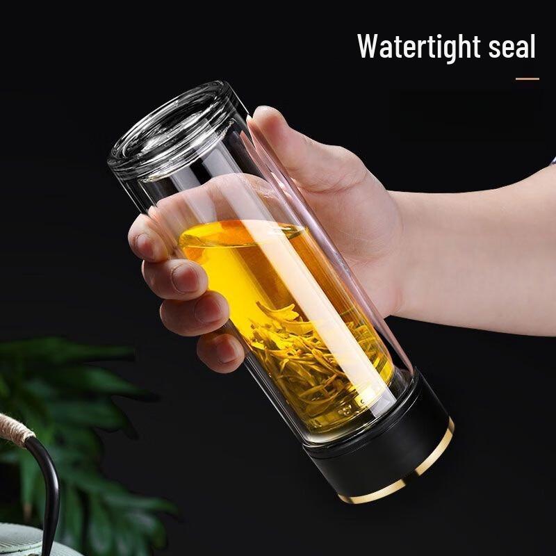 Fuguang Double Wall Glass Water Bottle with Lid