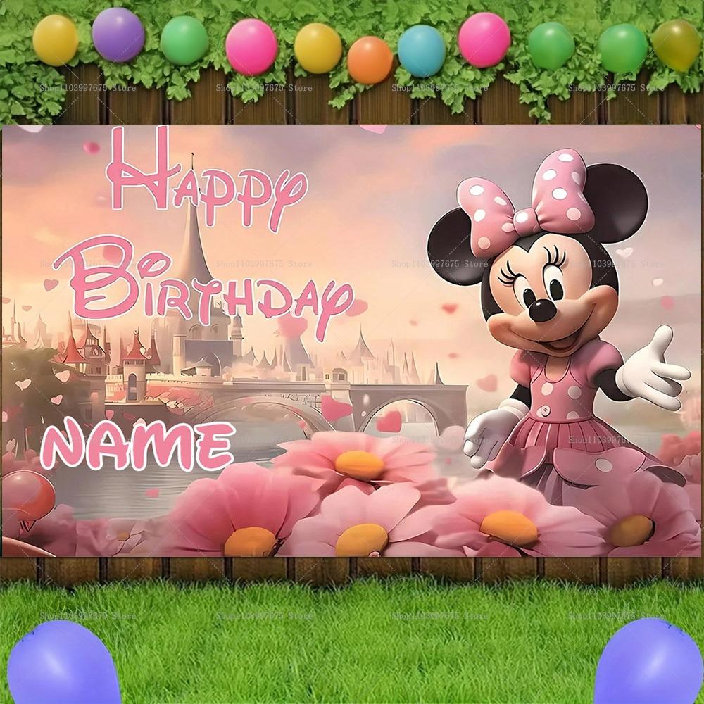 And Minnie Background Screens, Children's Party Decorations, Photographic Background, Personalized Named Banner, Baby Shower Accessories