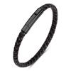 Pulsera Clásica de Acero Inoxidable para Hombre y Mujer Cuerda Trenzada de Cuero Rojo Vino Botón Negro de Alta Calidad Joyería Regalos