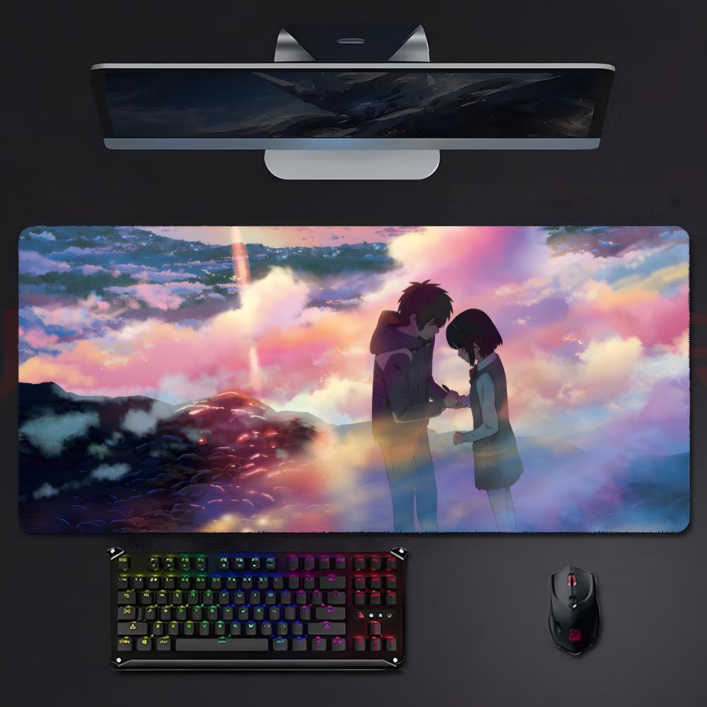 Sweet Romantic Anime Yyour Name Mouse Pad Large Gaming Mousepad With Stitched Edges Thickened Desk Mat Pc