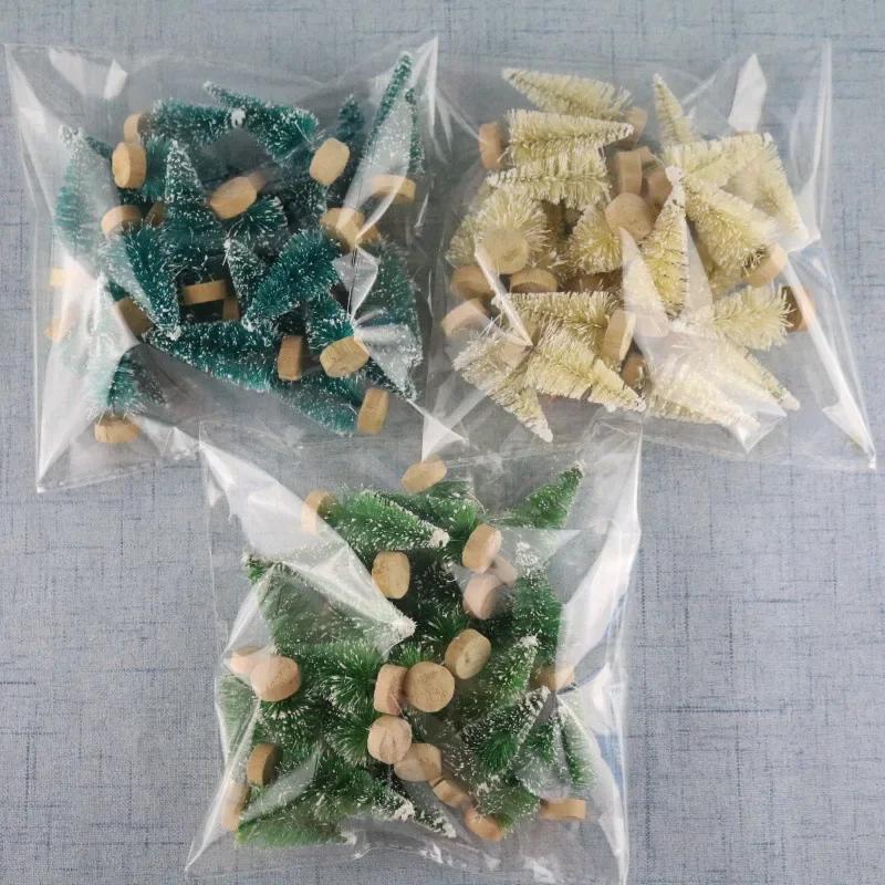 12 Stück Mini Weihnachtsbaum Sisal Seide Zeder Tischdekoration Kleiner Weihnachtsbaum Gold Mini Baum Fenster DIY Dekorationen