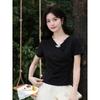 Lu Xiangnan V-neck Slimming Short-sleeved T-shirt