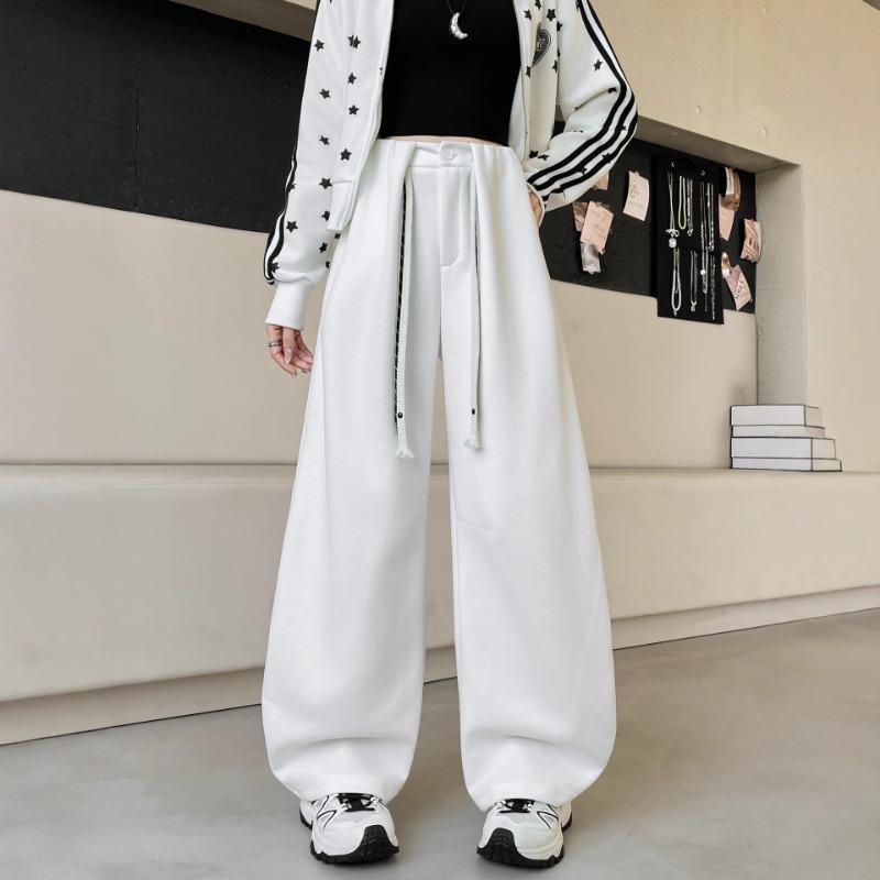 Scimitar sweatpants women's spring and autumn new high-waisted loose straight casual drape lazy wind wide-leg pants