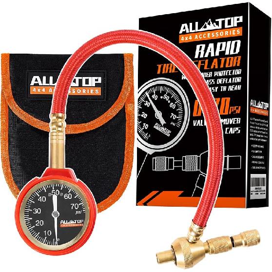ALL-TOP 4X4 Rapid Tire Deflator Kit 0-70PSI Tire Pressure Gauge/Air Down Master/For Offroad Tire Of Jeep, Truck & ATV