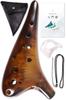 JINSELF Artisan Handcrafted Ceramic Ocarina Set for Beginners, Alto C, Beginner's, Children's Instrument, Sheet Music, Strap, Marble Brown