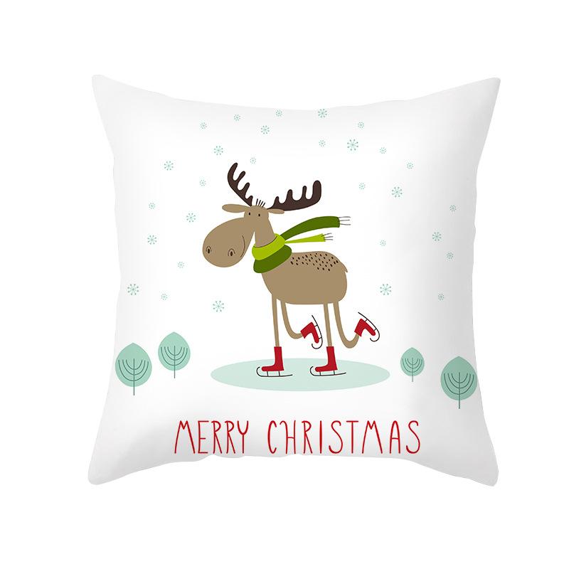Nordic Christmas Cartoon Reindeer Digital Printing Short Plush Pillow Covers For Car Sofa Office Cushion Cover Home Goods