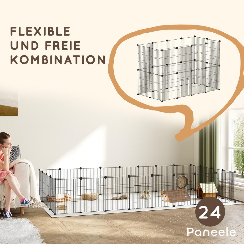 Small Animal Cage, Outdoor Enclosure, Modular Construction, 0.72 m² Area, Steel, Black