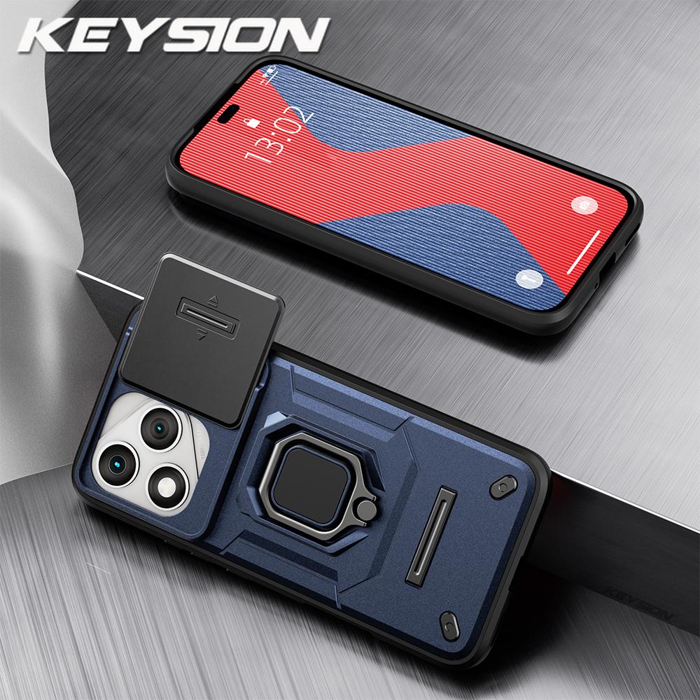 KEYSION Shockproof Armor Case for HONOR 400 Lite 5G Slide Camera Lens Protection Ring Phone Cover for Huawei Honor 400 Lite 5G