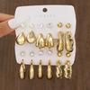 Vintage Classic Gold Plated C Shape Earring Set for Women Geometry Glossy Zircon Pearl Waterdrop Earring Fashion Jewelry Gifts