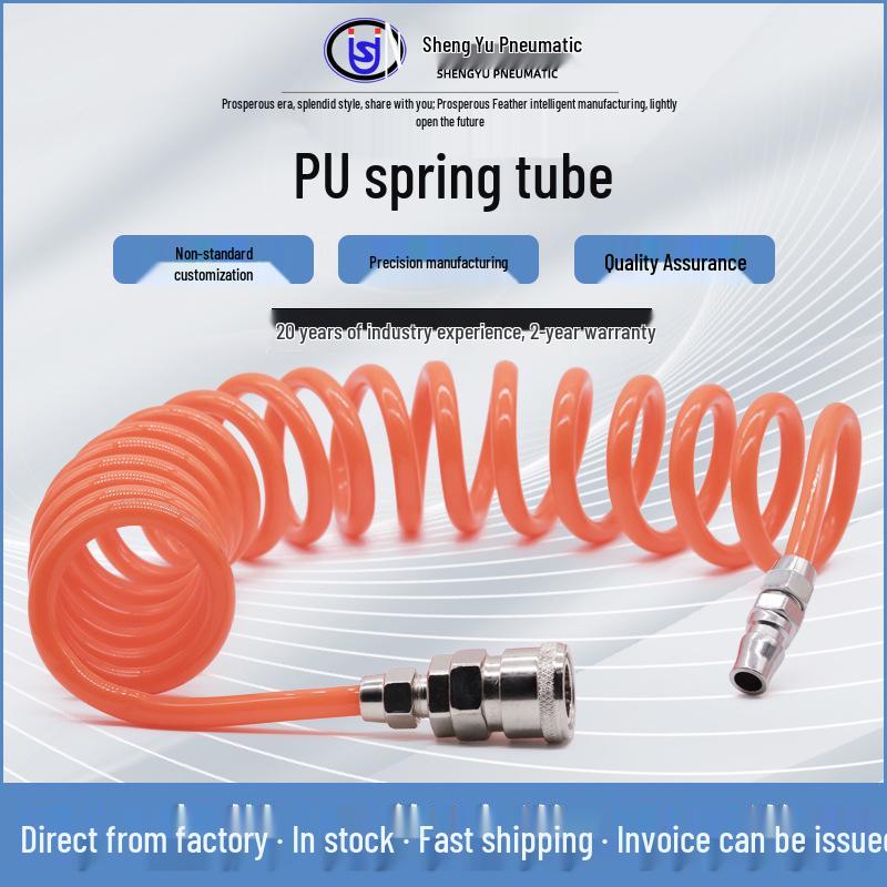 PU High-Pressure Telescopic Spiral Air Hose for Compressor, 8x5mm, 12x8mm