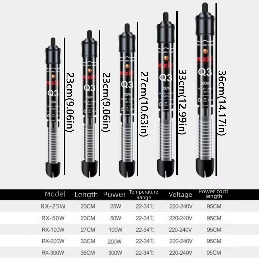 25-300W Fish Tank Heater Automatic Glass Heating Rod Heating Stick Submersible Heater  Water Tanks