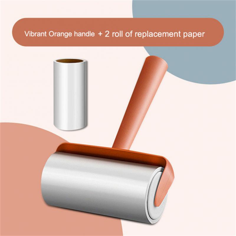 Portable Tearable Roll Paper Sticky Roller Dust Wiper Pet Hair Clothes Carpet Tousle Remover Replaceable Cleaning Brush Tools