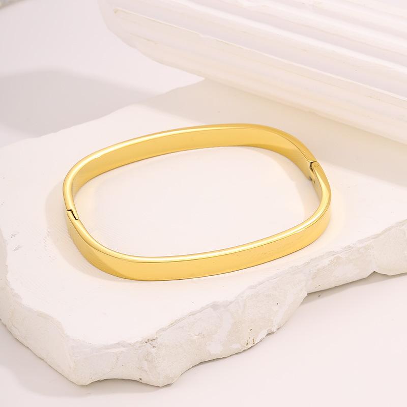 Titanium Steel Smooth Open Square , Simple Light Luxury Plain Ring, Can Take a Bath Without Fading, Custom  