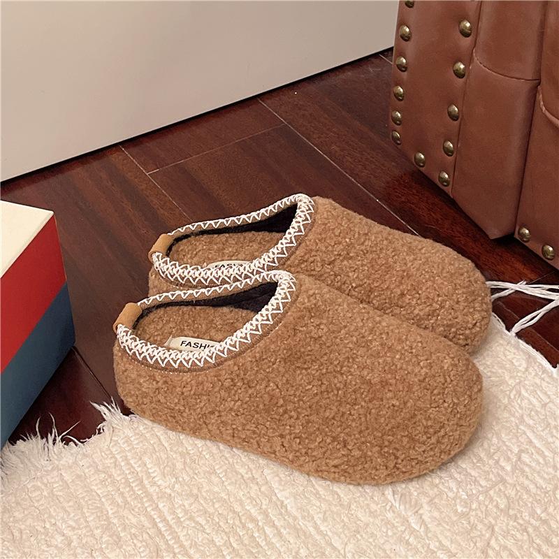 Retro rutschfeste dicksohlige flauschige Hausschuhe für Damen-Outdoor-Bekleidung 2025 neue Herbst- und Winter-vielseitige höhenverlängernde weichsohlige Zehentrenner