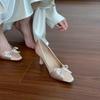 Fashion 2025 Designer Casual Ladies High Heels Fashion Pleated Ladies Bow Luxury Brand Baotou Party Dress Stiletto Sandals 35--40 Sizes