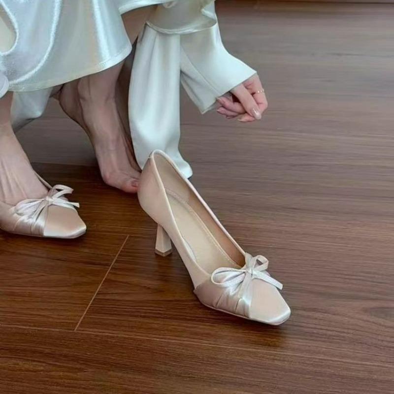 Fashion 2025 Designer Casual Ladies High Heels Fashion Pleated Ladies Bow Luxury Brand Baotou Party Dress Stiletto Sandals 35--40 Sizes