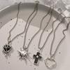 4PCS Personality Cross Necklace Set Prayer Crucifix Pendant Chain Thorn Love Necklace Set  Church