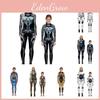 Sexy Roboter Rüstungsdruck Halloween Cosplay Slim Fit Jumpsuit Bodysuit Kostüm