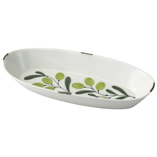 Hasami ware plate, green, approximately 700ml capacity, olive green, microwave and dishwasher safe, item number 25301