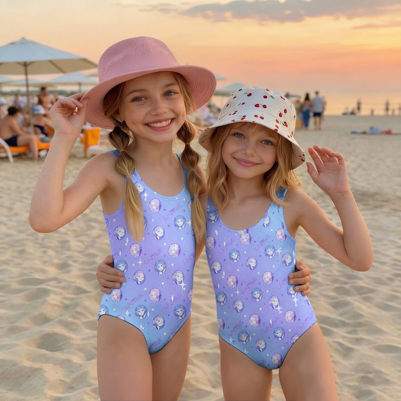 

Girls One Piece Swimsuit Summer Casual Style Printed Swimwear Children Beachwear Lightweight Comfortable Fabric Durable Stitching 110 фіолетовий