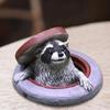 6cm Raccoon Ornament Resin Under Manhole Cover Garden Decor Miniature Resin Imitation Animal Figure Statue Home Yard Decoration