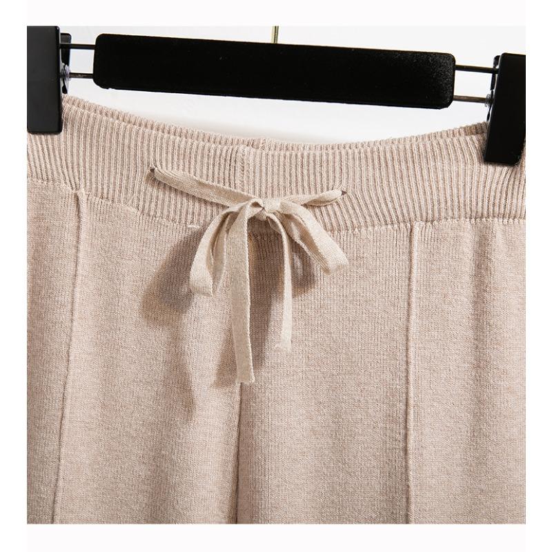 Dimanaf 2025 Autumn Plus Size Harlen Knitted Pants New Women Fashion Loose Vintage Wide-leg Pants