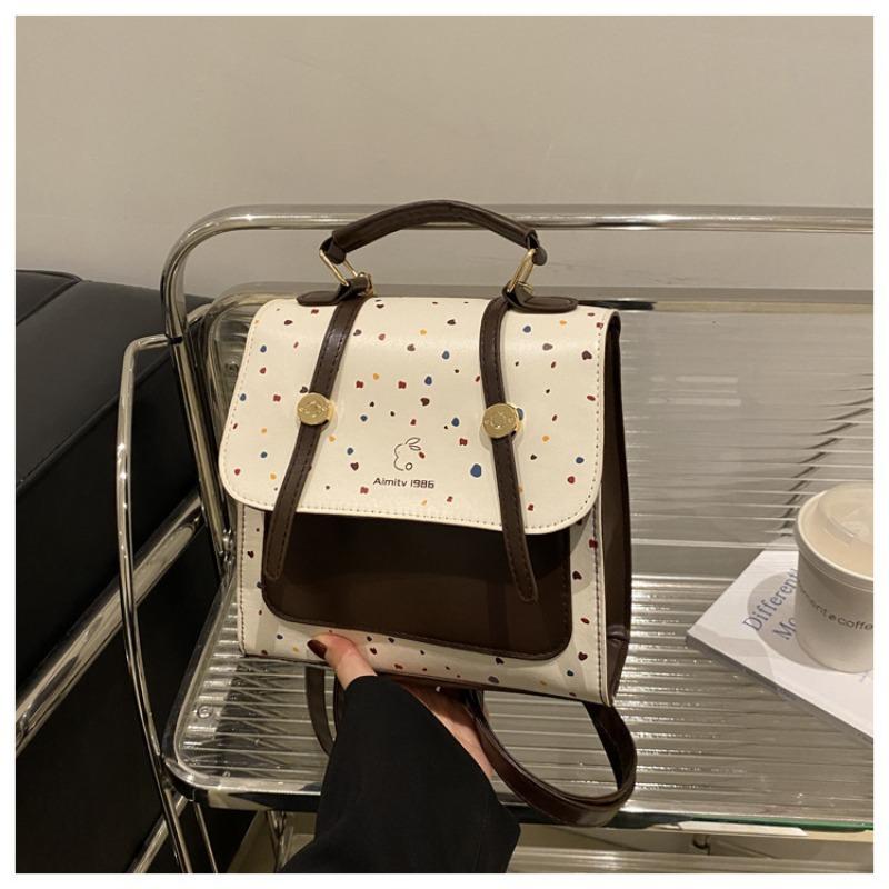 

Casual new fashion retro simple polka dot texture large capacity college style simple backpack women білий