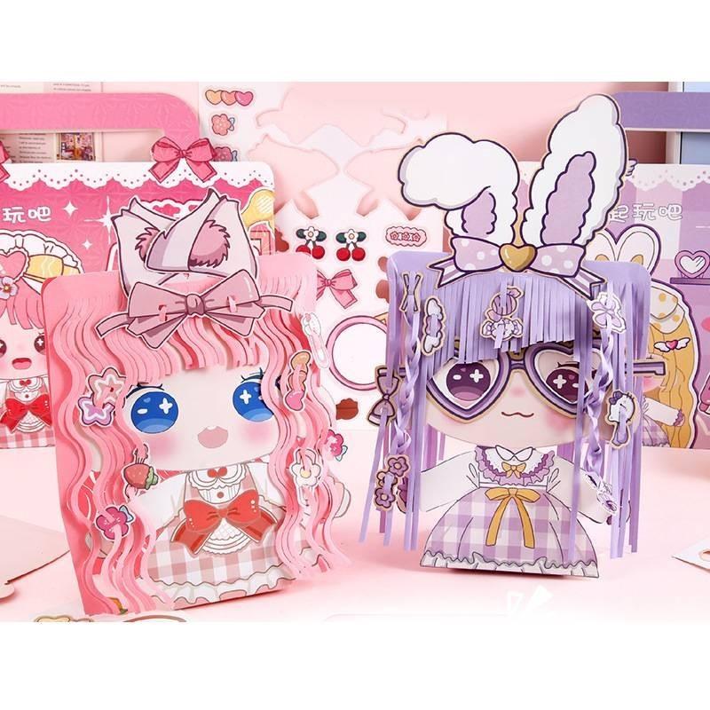 Creative Diy Hair Stylist Doll Craft Kit For Kids With Pink And Purple Paper Materials