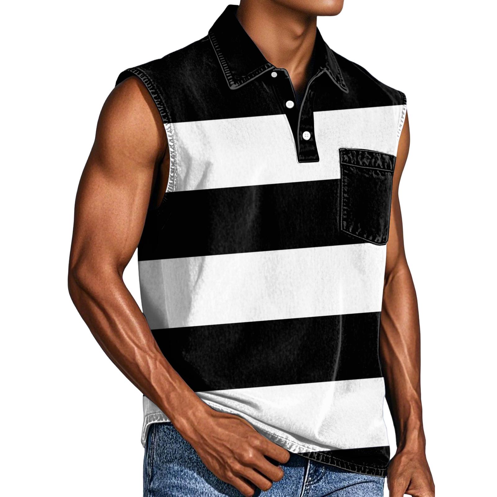 

Мужской повседневный жилет без рукавов с карманом и пуговицами на воротнике XXXXL чёрный