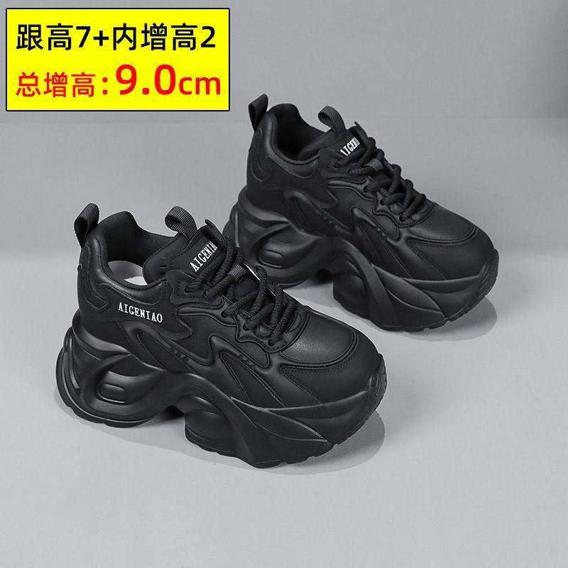 

Обувь женская осенняя новая обувь на платформе, маленькие белые туфли, на толстой подошве, со скрытой платформой, спортивная и повседневная обувь 40 чёрный