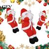 Holiday Ornament for Front Door Santa Claus Climbing Decoration, Christmas Tree Hanging Fabric Decorations with Rope Party, Indoor Home Decor