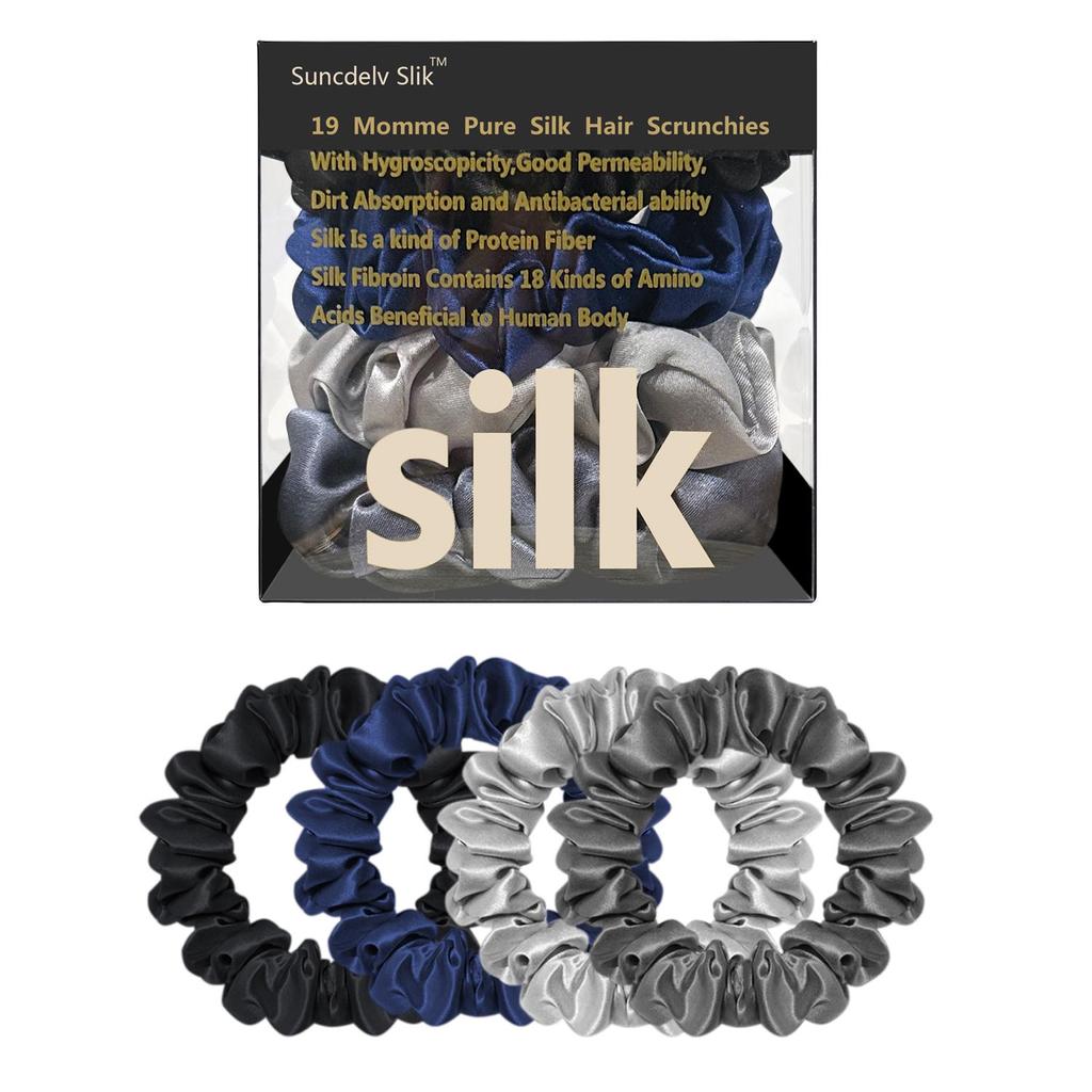 Haargummis aus 100 % reiner Maulbeerseide, Haargummis aus Seide, Haarbänder, schmale Haargummis, Pferdeschwanzhalter, Haarpflege-Accessoires