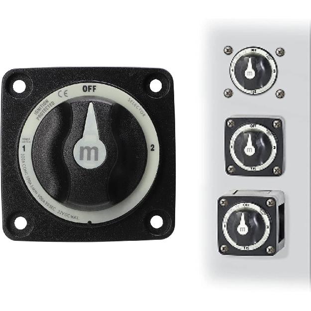 KIMISS Battery Isolator Kit, 300A Battery Selector Switch Heavy Duty 3 Position Marine Battery Cut Off Switch for RV Boat