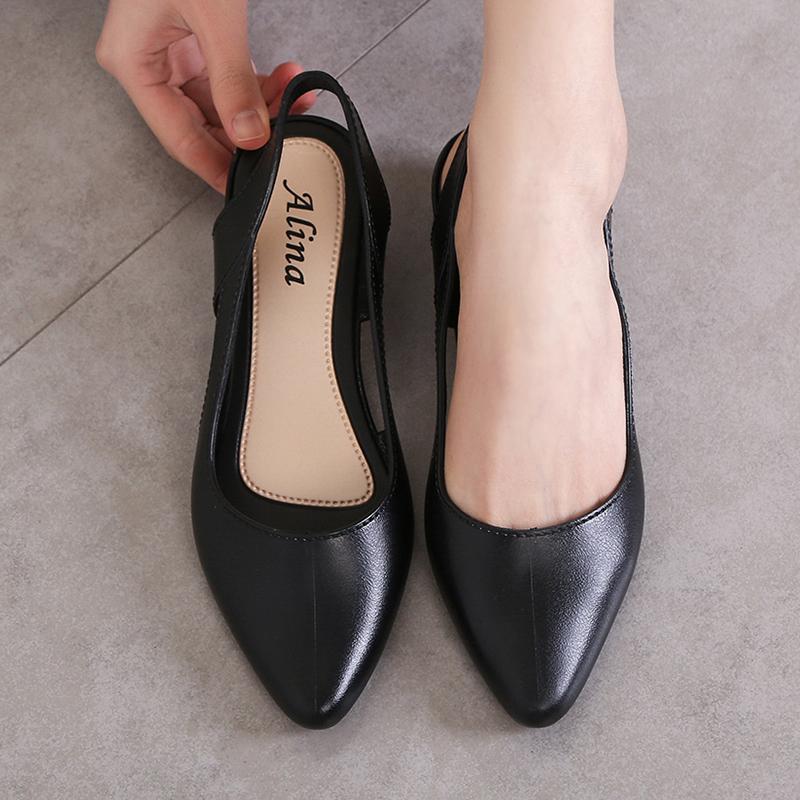 Neu Frauen Sandalen Slingback Casual Skidproof Strand Schuhe Für Weibliche Spitz Zehe Chunky Med Heels Flip-Flops