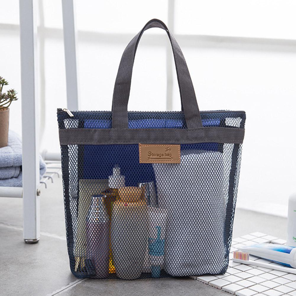 Mesh Hand-held Makeup Bag Toiletry Storage Bags Travel Beach Bags Lightweight Washing Bag Outdoor Swimming Bath Bag