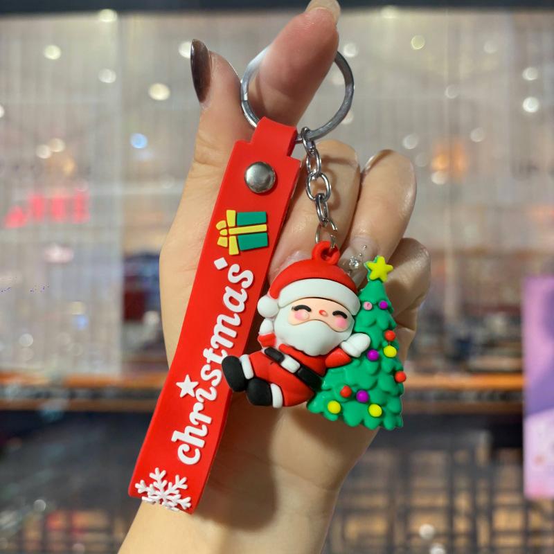 New Christmas Cartoon Keychain Bag Pendant Exquisite Santa Claus Car Keychain Small Gift