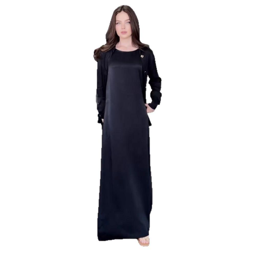 2025 Women's Cross-Border Button Cardigan & Slimming Long Dress Set