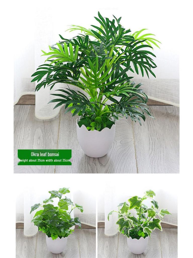 Ornements de Plantes Artificielles Vertes Premium pour Bureau - Décor Herbe et Fleurs en Soie