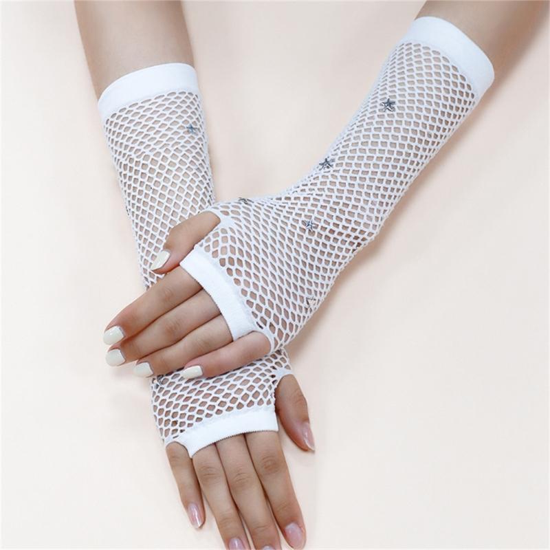Fishnet Gloves for Women and Girls In Theme Party Comfortable To Wear Elastic Nightclub Fishnet Gloves Hollow