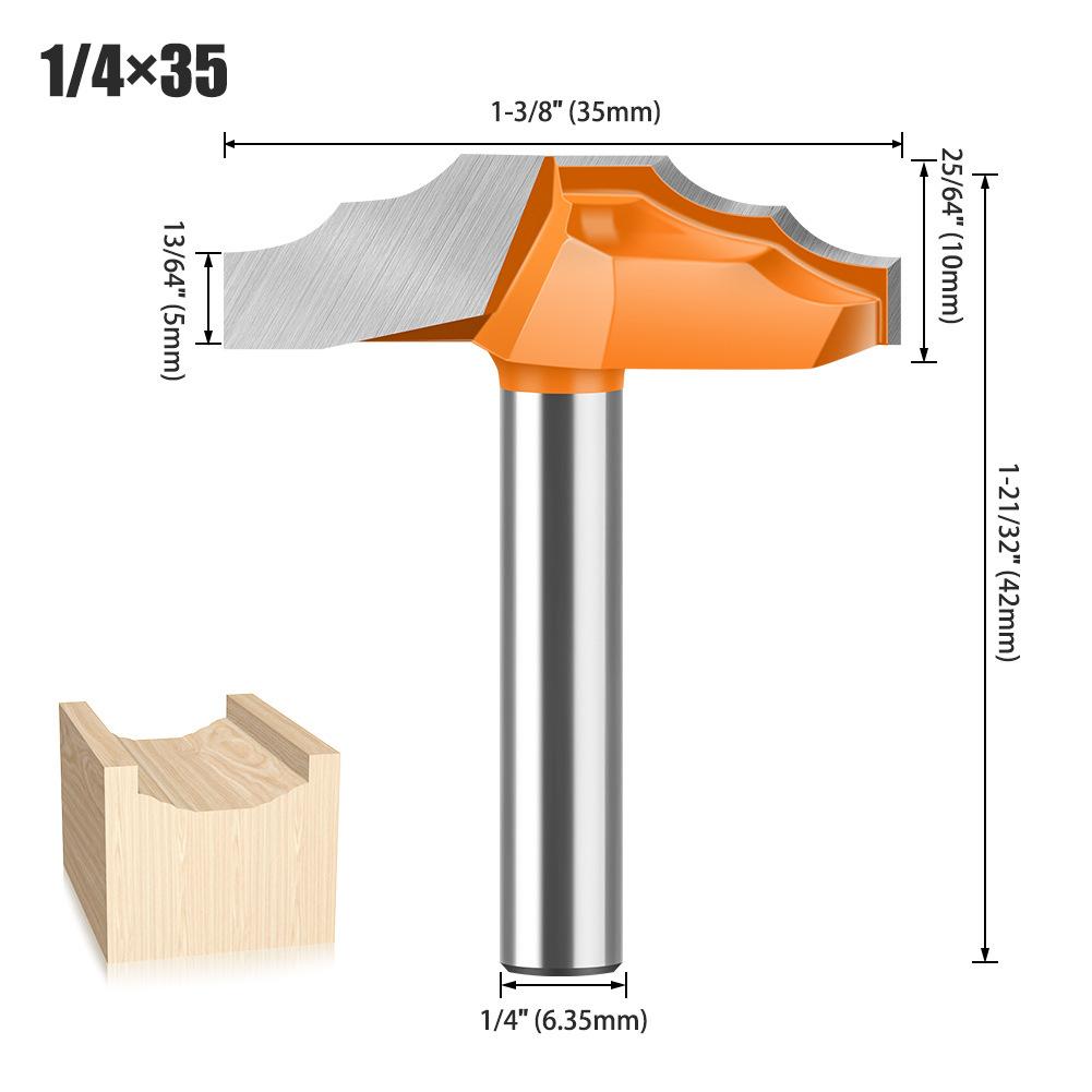 6 Handle 1/4 Handle Double R Flower Thread Knife Thin Door Panel Knife Cabinet Door Panel Knife Trimming Machine Milling Cutter Cabinet Door Cutter