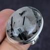 Natural Black Rutile Gemstone 925 Sterling Silver Jewelry Ring Size 9 D0I00