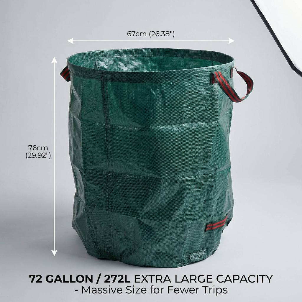 Lawn Garden Leaf Bag PP 272L Water Proof Standable Reusable Yard Waste Bag with Handles for Camping Recycling Green