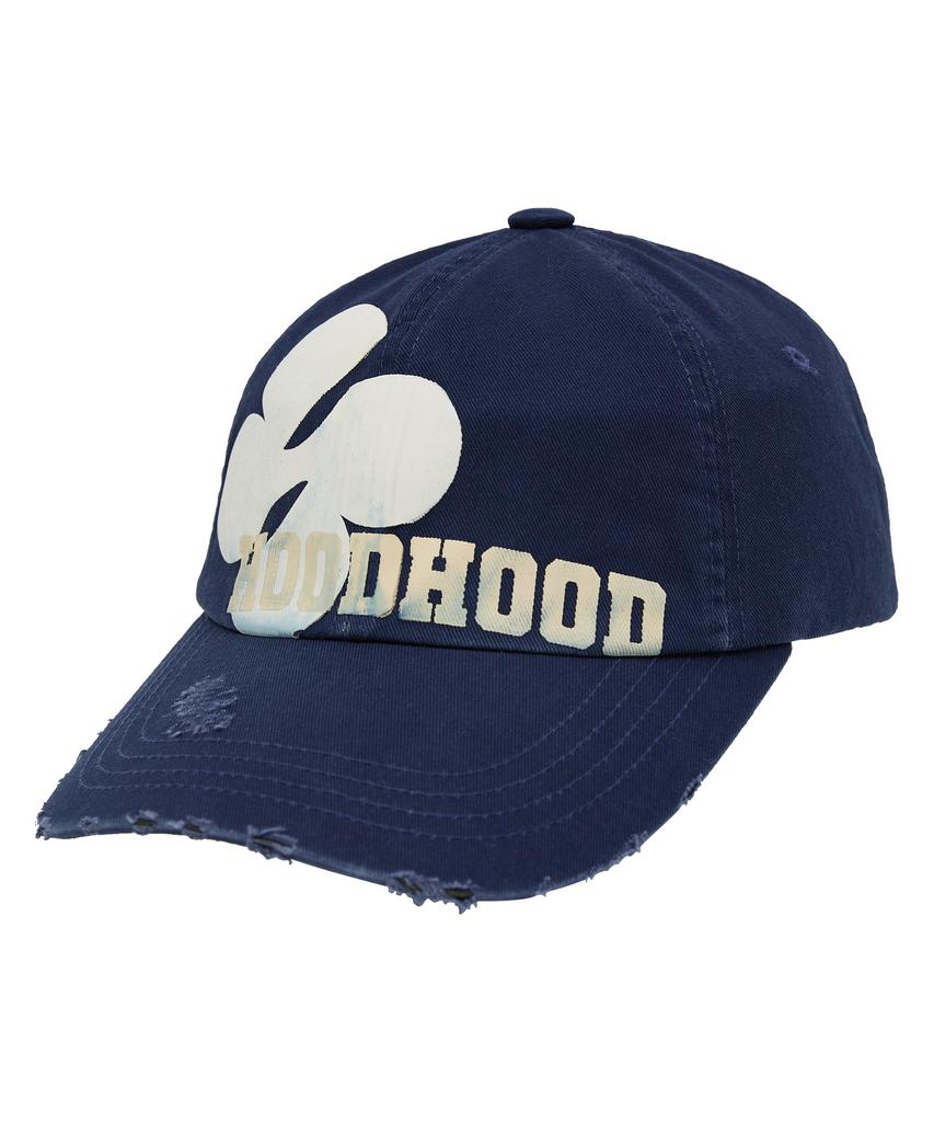 HOODHOOD Multi Logo Distressed Ball Cap Navy