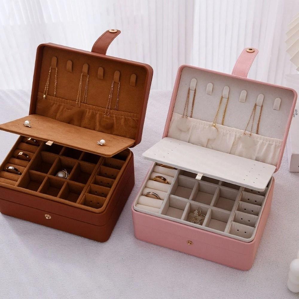PU Jewelry Packing Bag Rings Necklace Square Jewelry Box Fashion Jewelry Storage Case  Travel