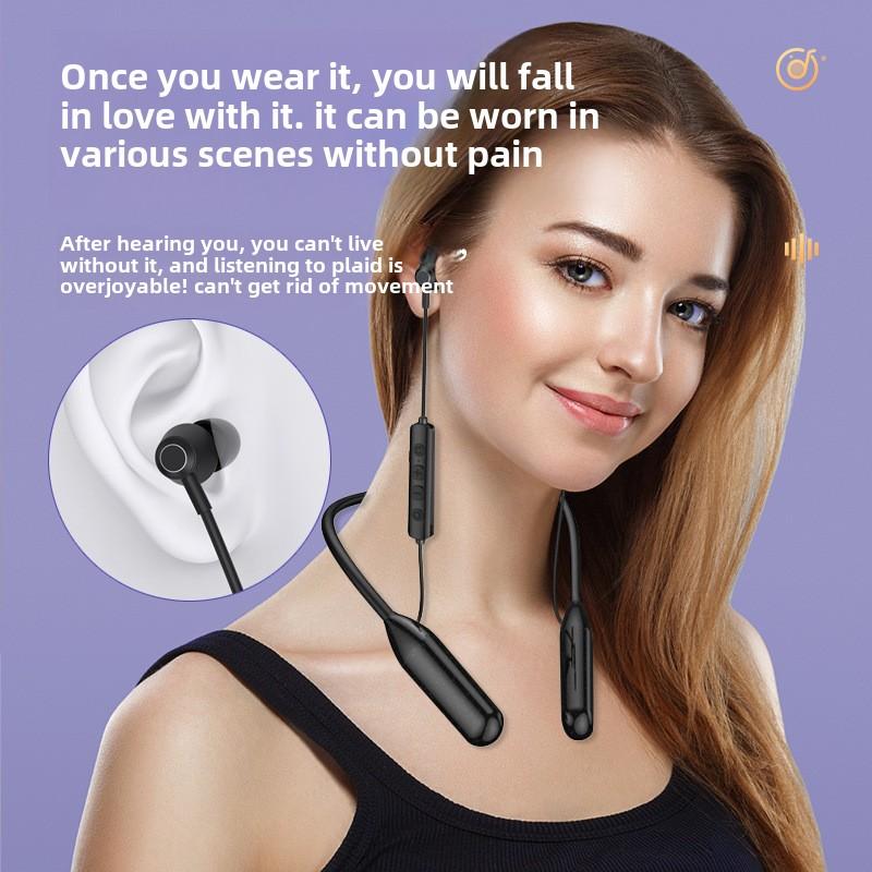 Sports Bluetooth Headset Hanging Neck Wireless Neck Hanging Ear Noise Reduction Male and Female Students