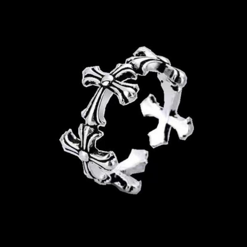 Rock Hip Hop Vintage Prsten Hipster Přehaný Vrána + Prsten na Ukazováček Dámský Prsten s Vyrytým Křížem