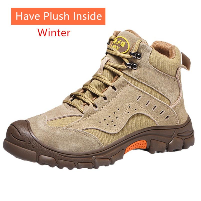 Scarpe da lavoro invernali con puntale in acciaio, scarpe da ginnastica antinfortunistiche alte alla caviglia, antiperforazione, calde e protettive, antiscivolo, stivali da lavoro invernali